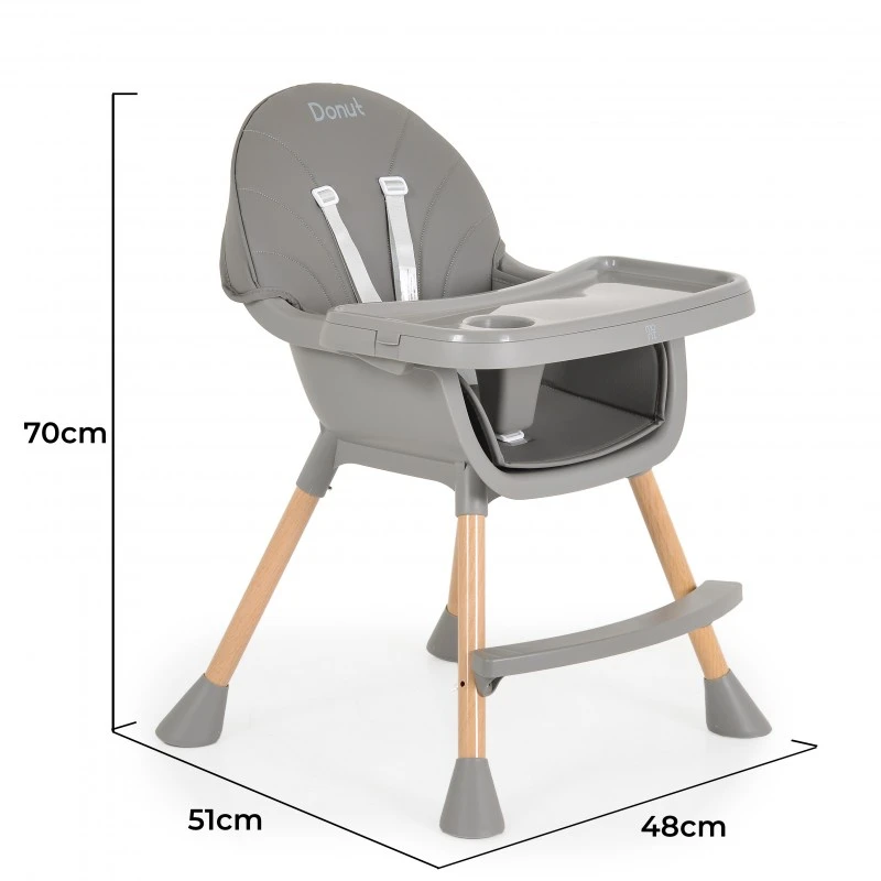 Стол за хранене Donut 2в1 сив